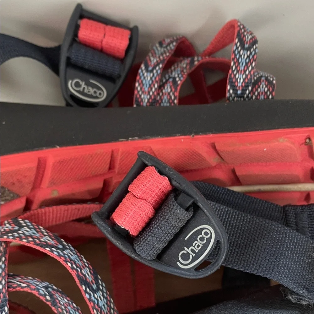 Chaco Black and Orange and Blue Strappy Sandals - Picture 3 of 8